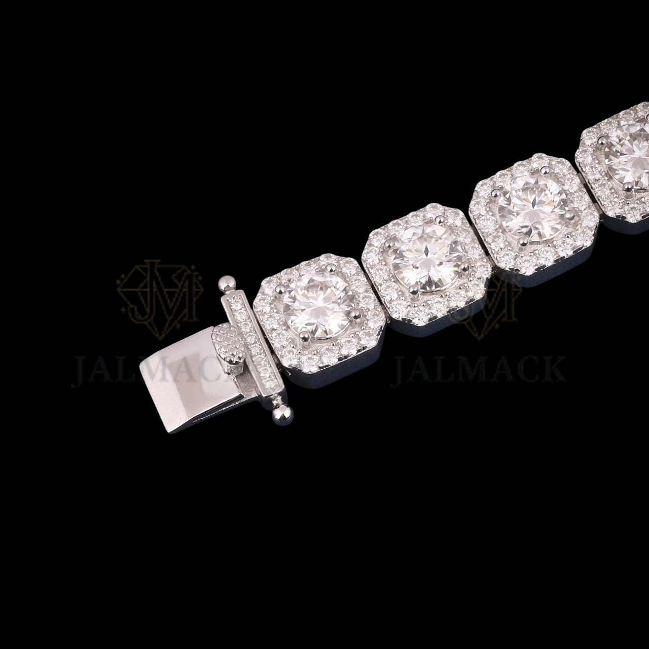 Large Cushion Halo Moissanite Link Bracelet VVS1 D Color