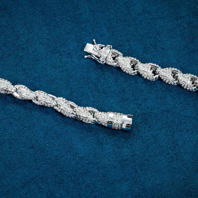 7MM 925 Sterling Silver Moissanite Rope Chain Necklace