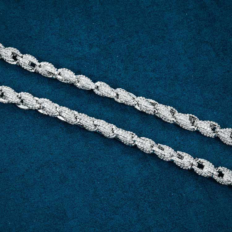 7MM 925 Sterling Silver Moissanite Rope Chain Necklace