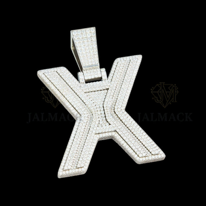Letter X Moissanite Pendant VVS1 D Color Fully Iced Out