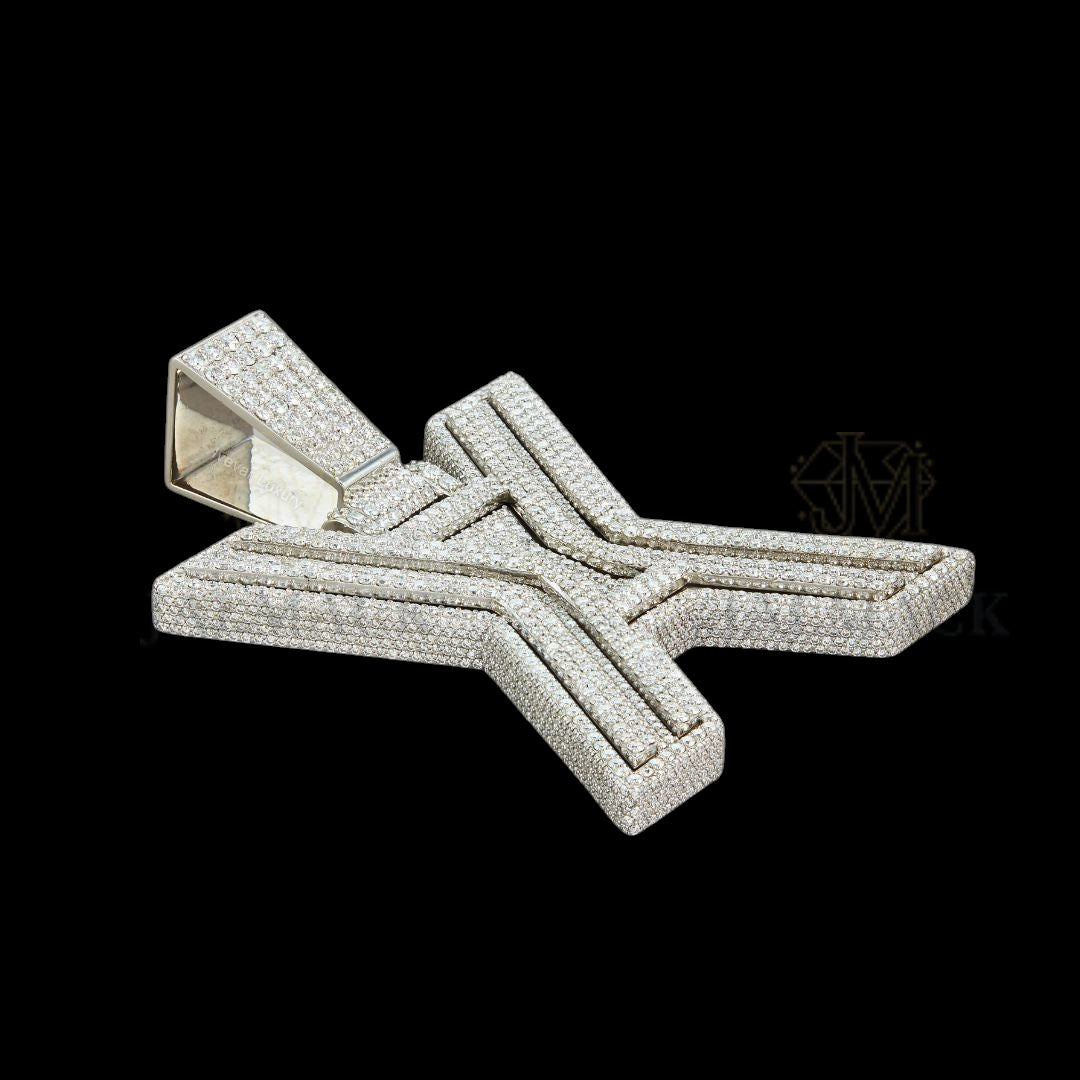 Letter X Moissanite Pendant VVS1 D Color Fully Iced Out