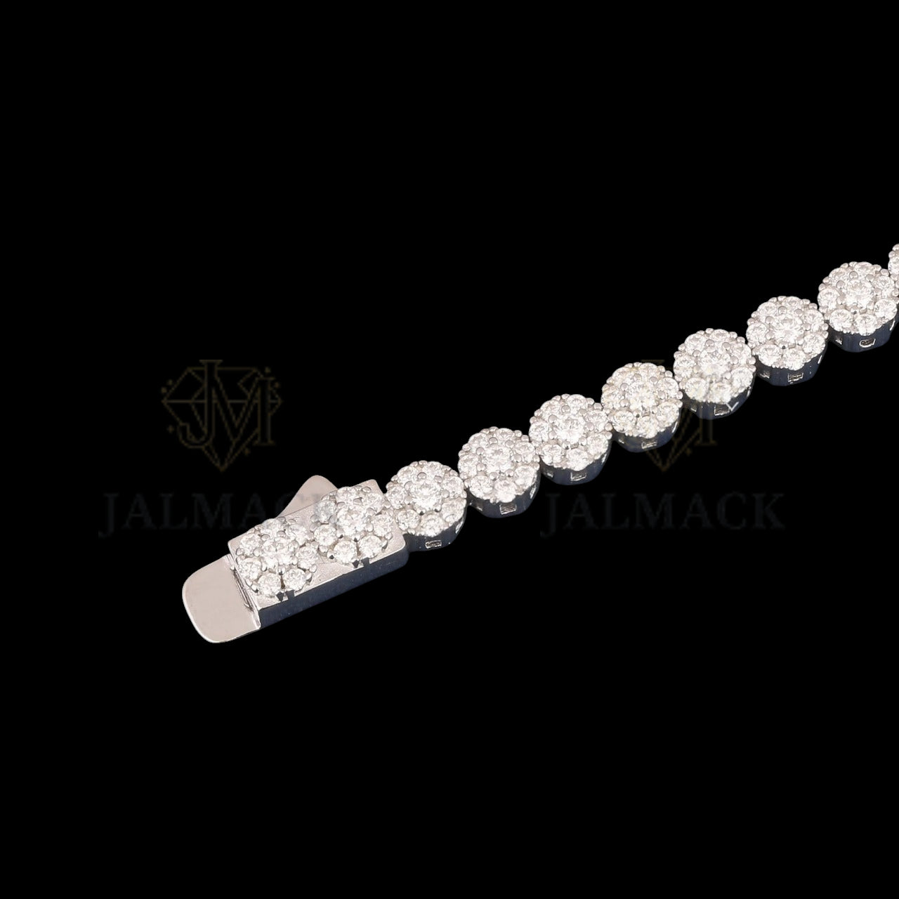 Silver Round Cluster Moissanite Tennis Bracelet VVS1 D Color