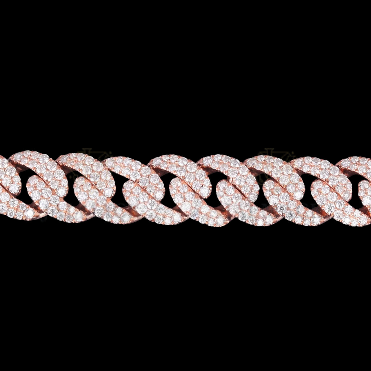Rose Gold Moissanite Miami Cuban Bracelet VVS1 D Color Fully Iced Out