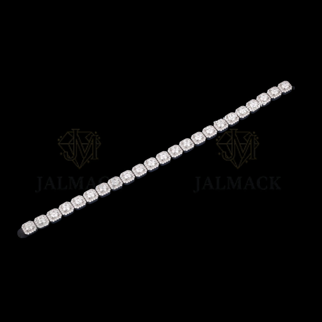 Cushion Halo Moissanite Link Bracelet VVS1 D Color Silver