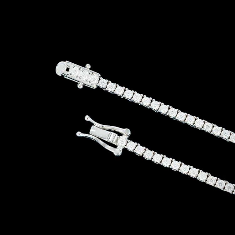 2MM Round Cut VVS Moissanite Tennis Chain 925 Sterling Silver