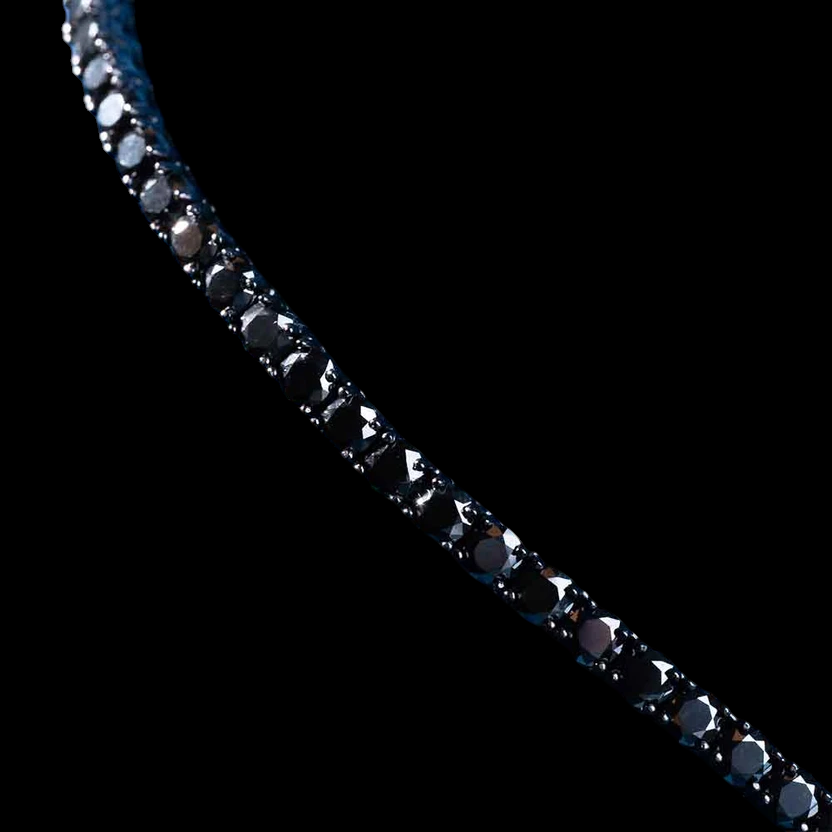 4MM Black VVS1 Moissanite Tennis Chain Black Rhodium Plated 925 Sterling Silver