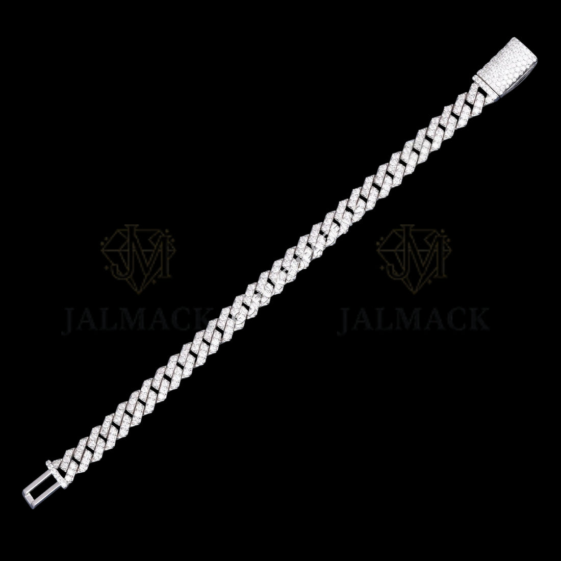 Silver Flat-Link Moissanite Cuban Bracelet VVS1 D Color Fully Iced Out