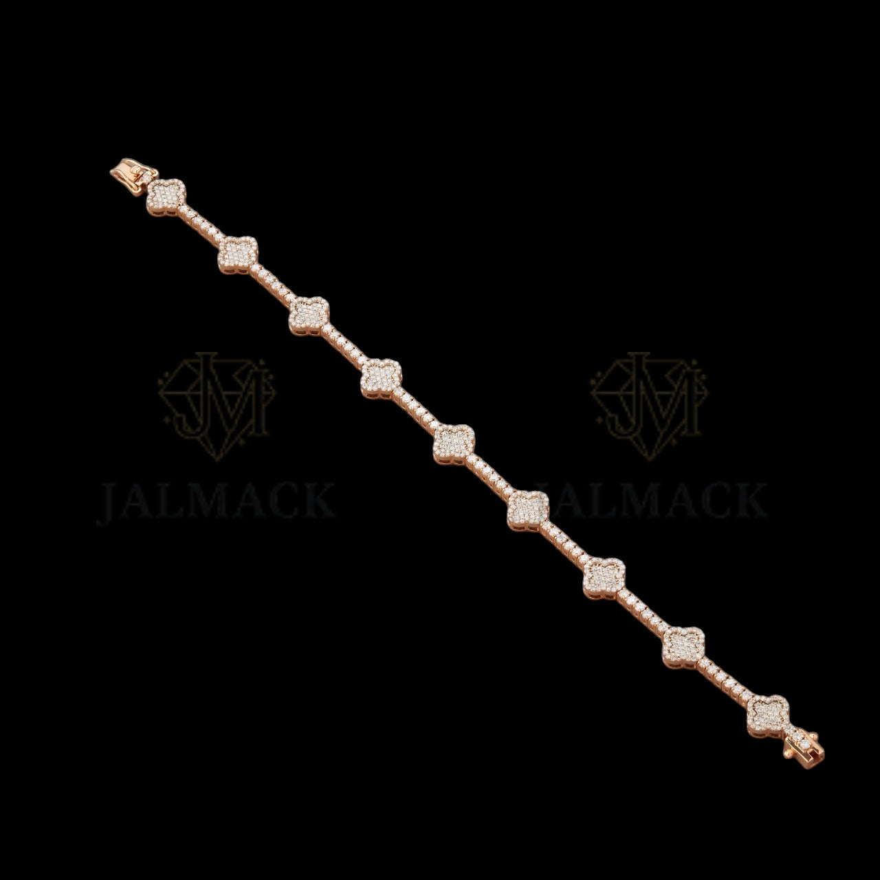 Rose Gold Clover Moissanite Station Chain VVS1 D Color