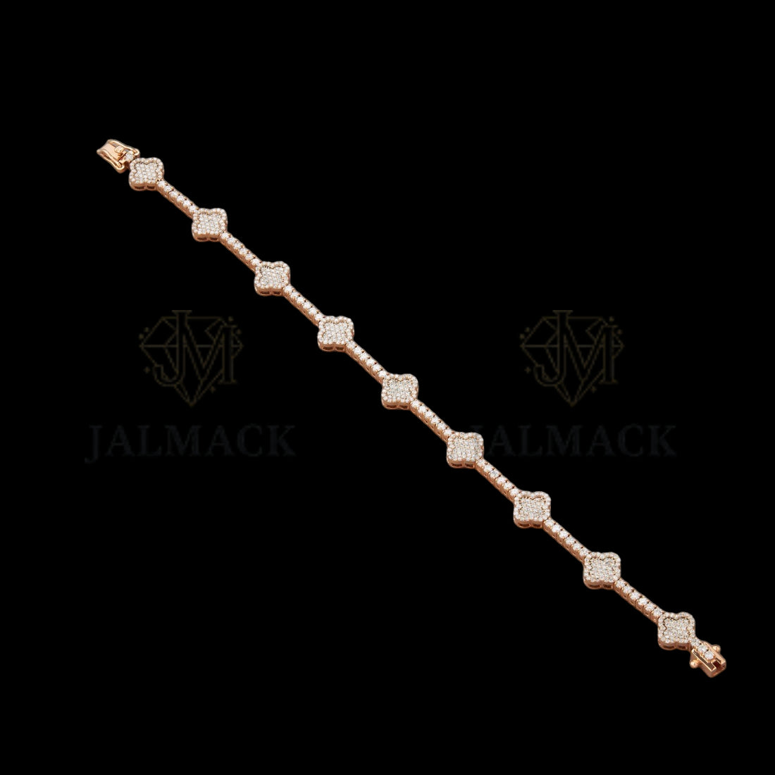 Rose Gold Clover Moissanite Station Chain VVS1 D Color