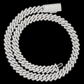 12MM Fully Iced Pave Cuban Link VVS1 D Color Moissanite Chain 925 Sterling Silver