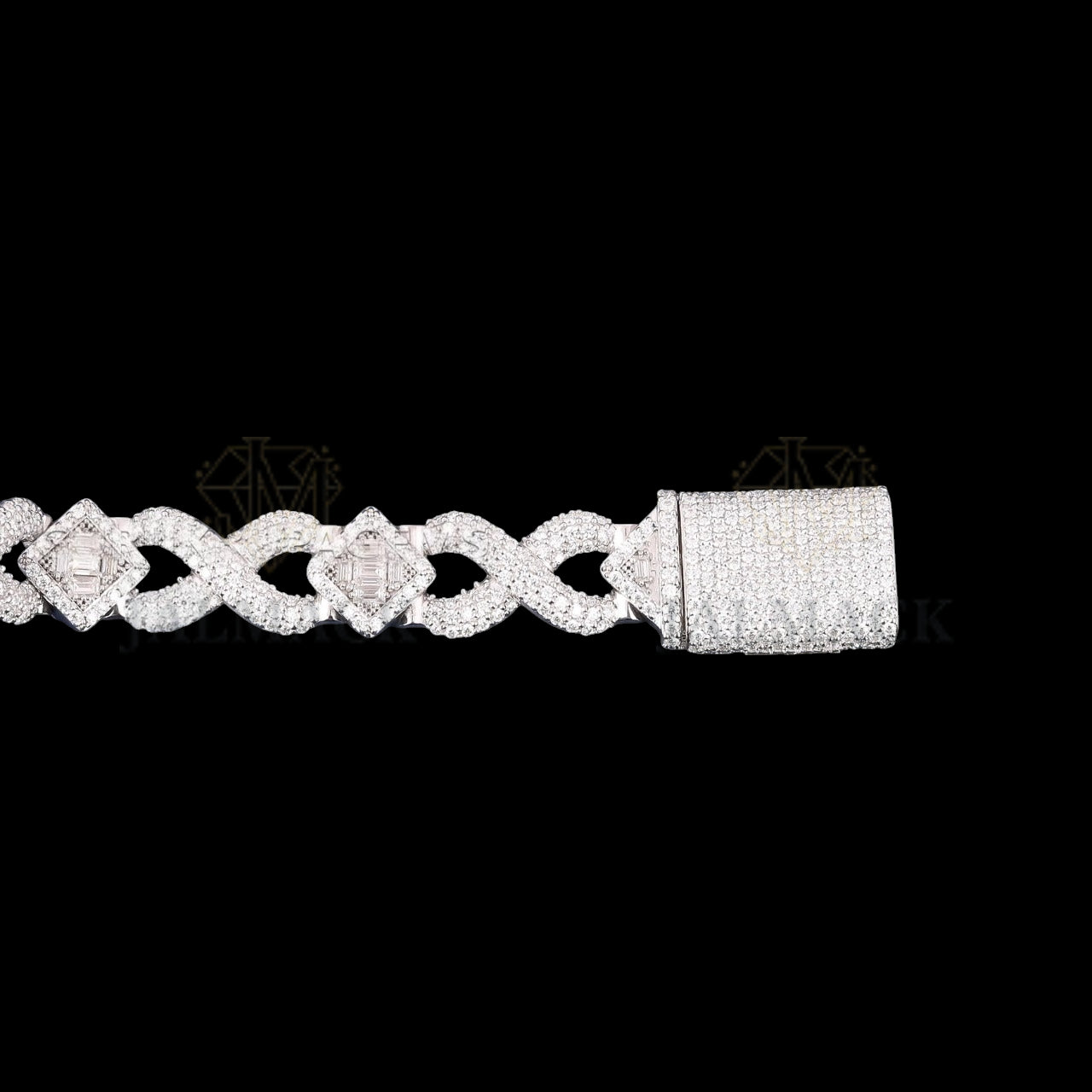 Silver Iced-Out Script Moissanite Link Bracelet VVS1