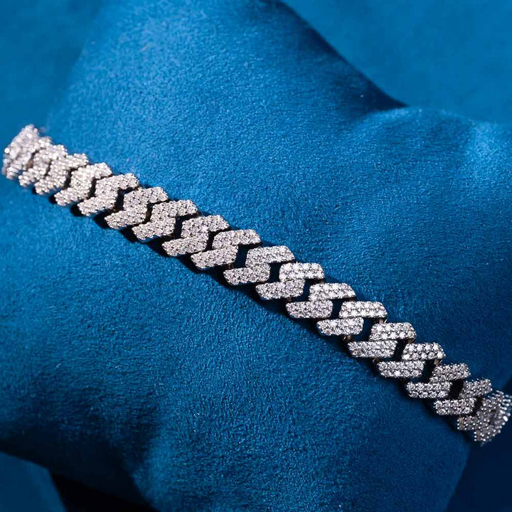 8MM Pave Cuban Link VVS Moissanite Bracelet in 925 Sterling Silver