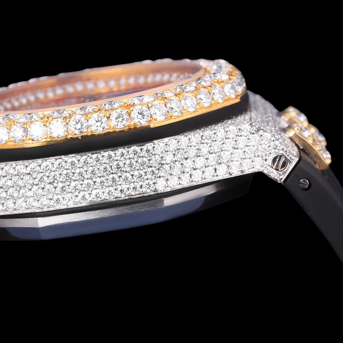 Red Numeral Chronograph Moissanite Diamond Watch