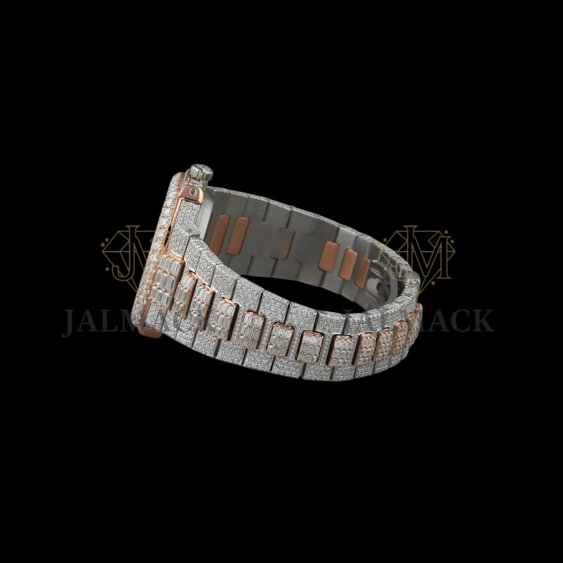 Silver Markerless Baguette & Round Moissanite Watch