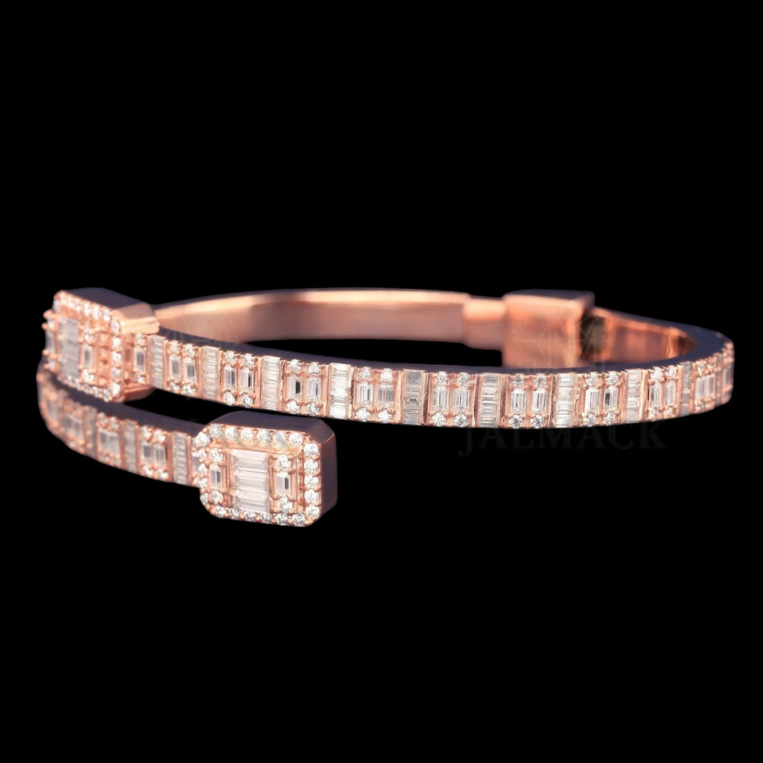 Rose Gold Baguette Moissanite Wrap Bangle VVS1 D Color