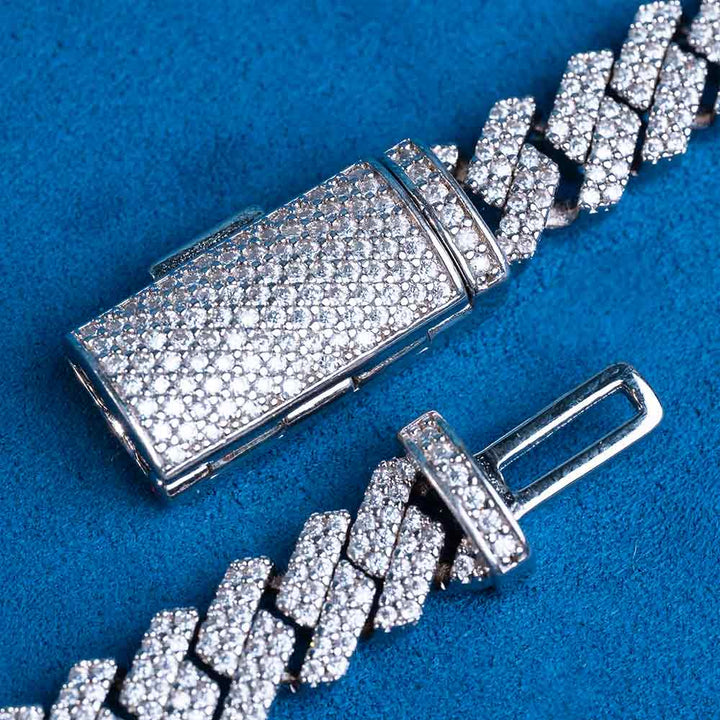 8MM VVS1 Moissanite Micro Pave Cuban Link Chain 925 Sterling Silver