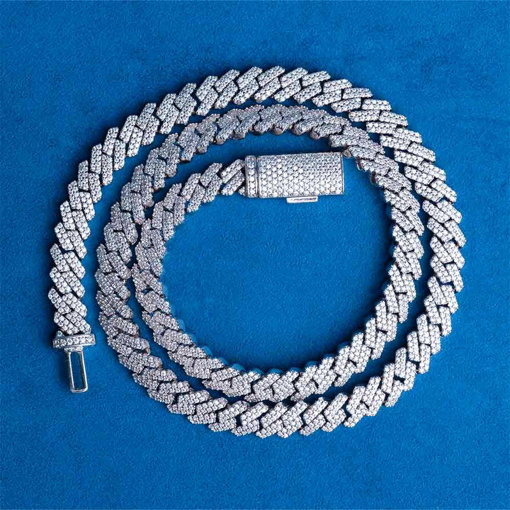 8MM VVS1 Moissanite Micro Pave Cuban Link Chain 925 Sterling Silver
