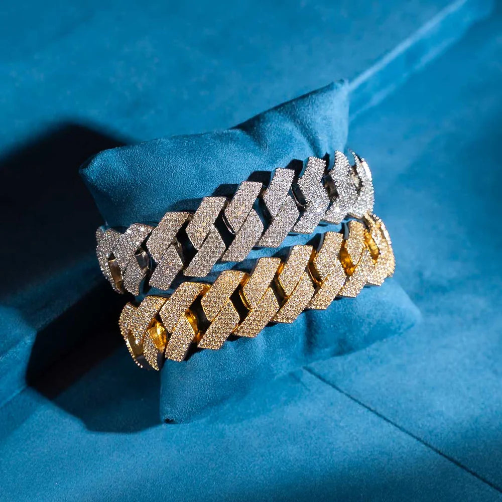20MM VVS1 Moissanite Prong Cuban Link Bracelet 925 Sterling Silver Fully Iced Out Hip Hop Bracelet