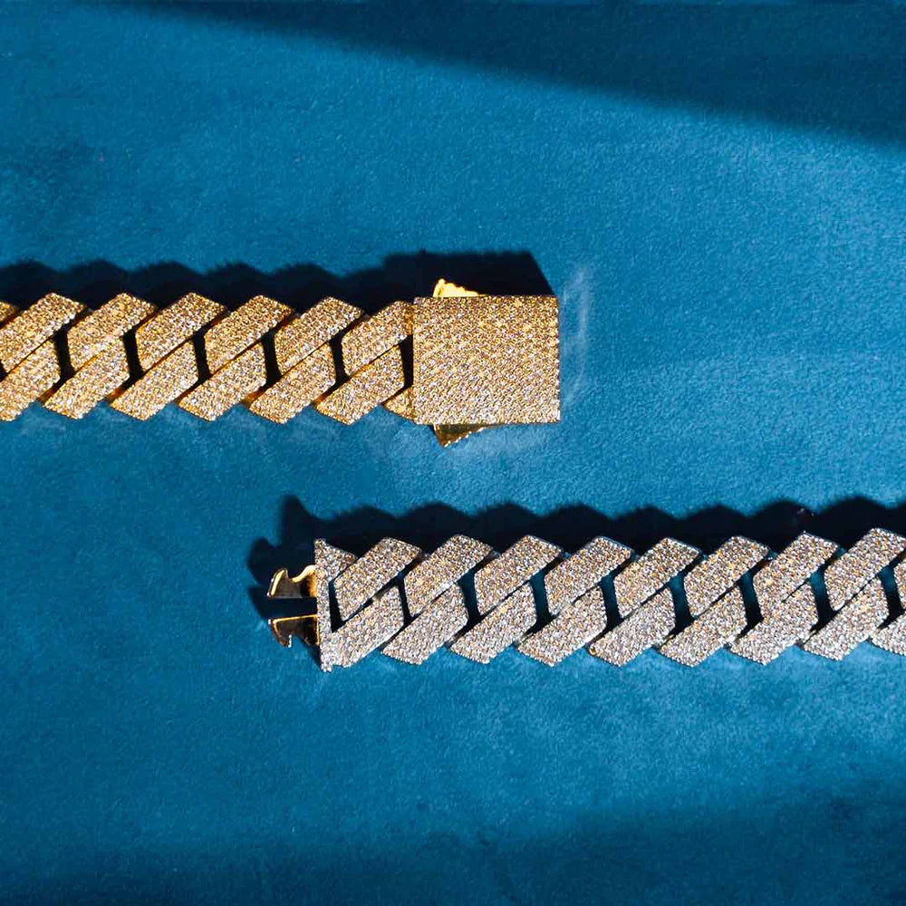 20MM VVS1 Moissanite Prong Cuban Link Bracelet 925 Sterling Silver Fully Iced Out Hip Hop Bracelet