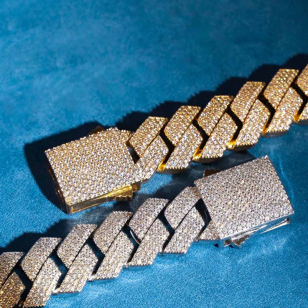 20MM VVS1 Moissanite Prong Cuban Link Bracelet 925 Sterling Silver Fully Iced Out Hip Hop Bracelet