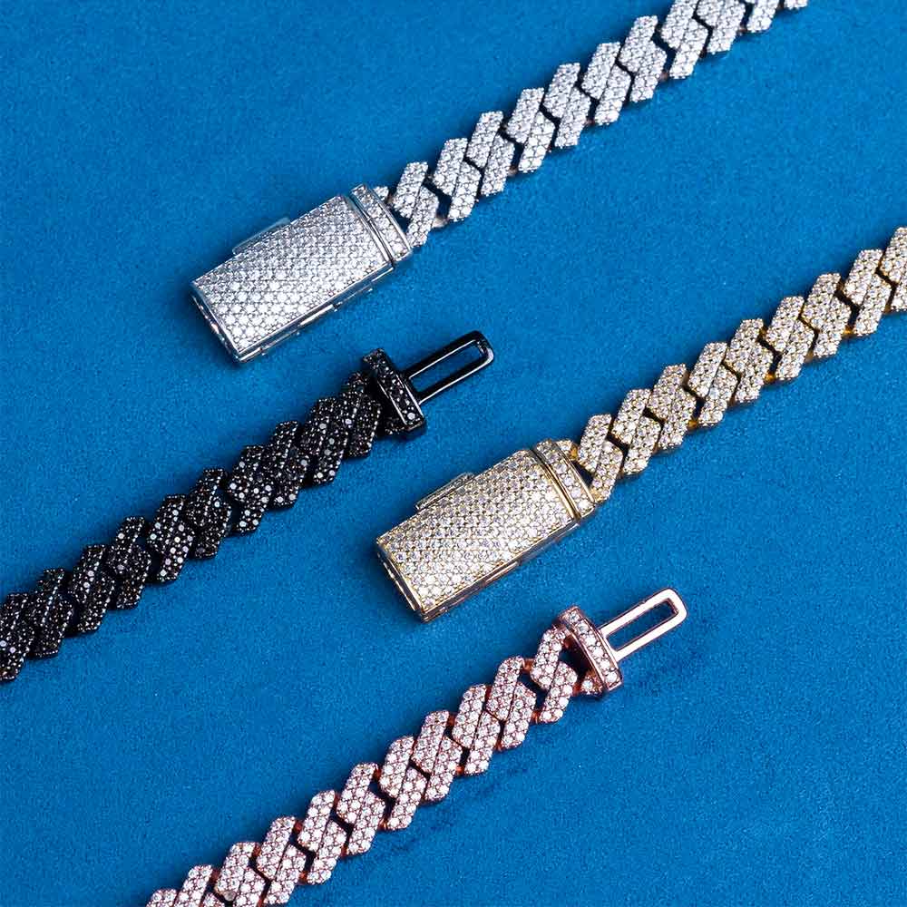 8MM Sterling Silver Moissanite Diamond Hip Hop Miami Cuban Link Bracelet