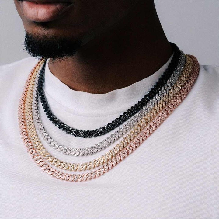 8MM VVS1 D Color Moissanite Cuban Link Chain & Bracelet Set 925 Sterling Silver