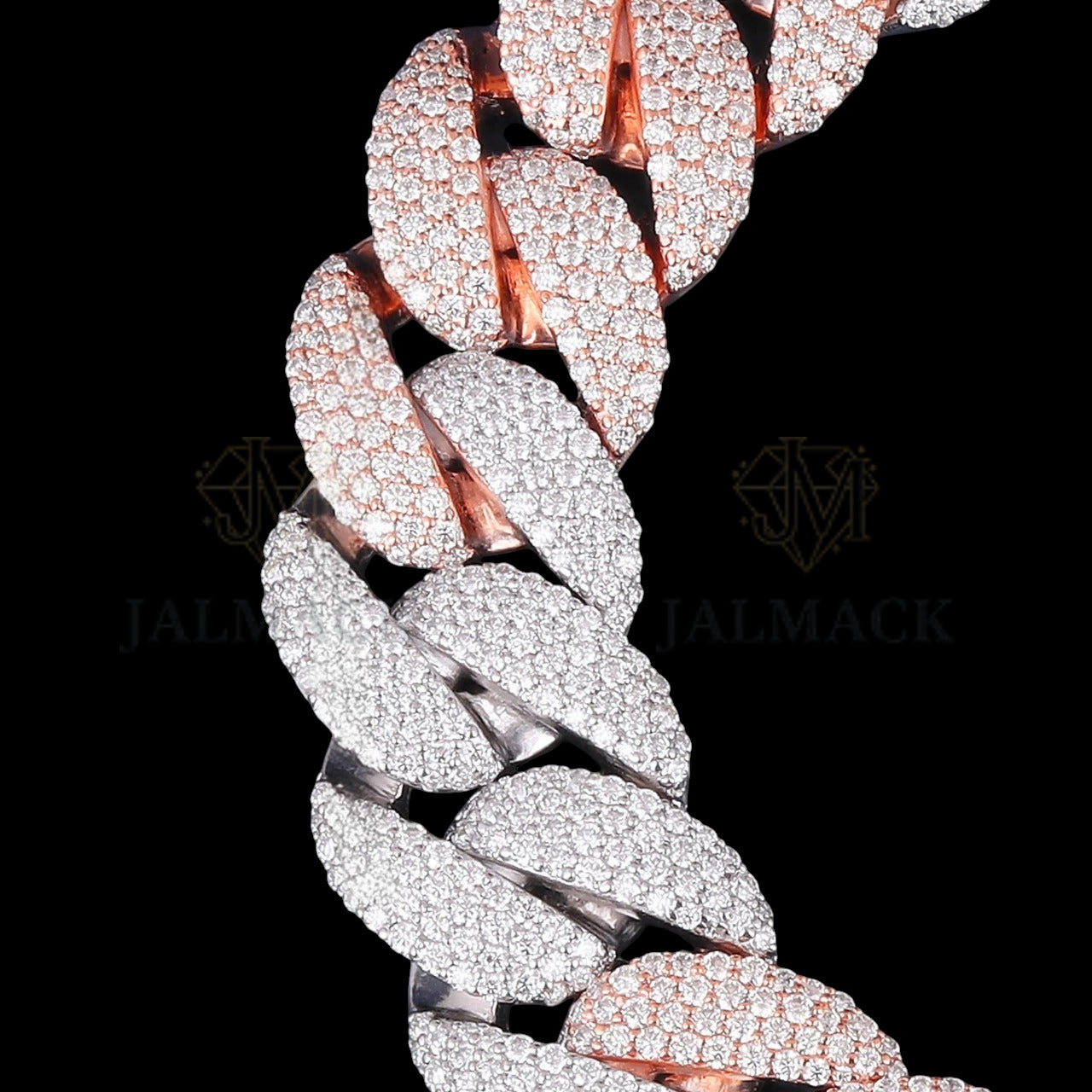 Two-Tone Rose Gold Silver Moissanite Miami Cuban Bracelet Fully Iced Out