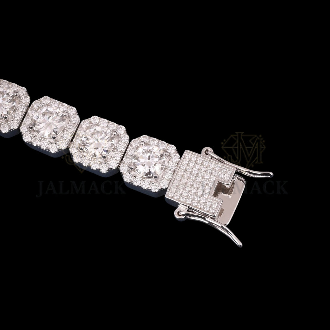 Large Cushion Halo Moissanite Link Bracelet VVS1 D Color