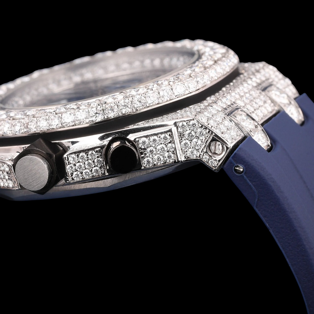 Blue Chronograph Moissanite Diamond Watch