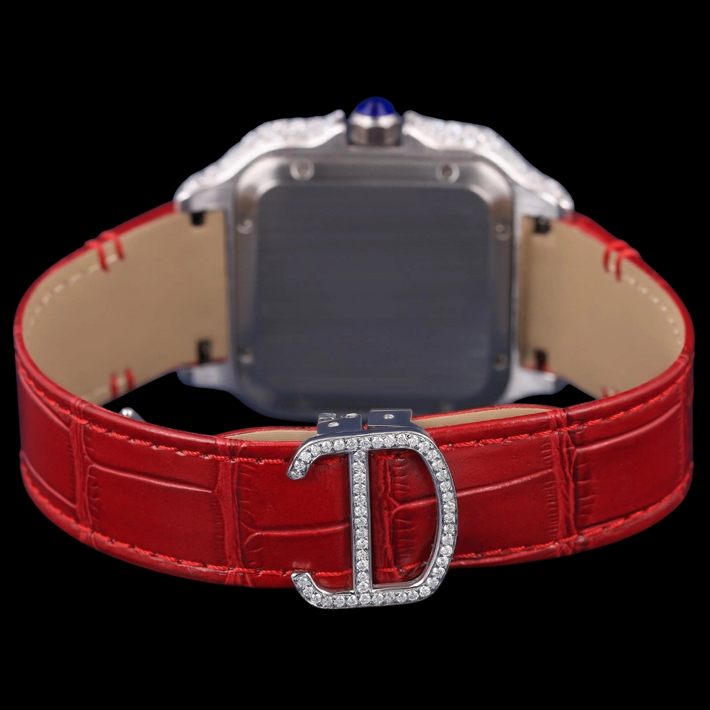Luxury Red Dial & Iced Band VVS Moissanite Luxury Watch