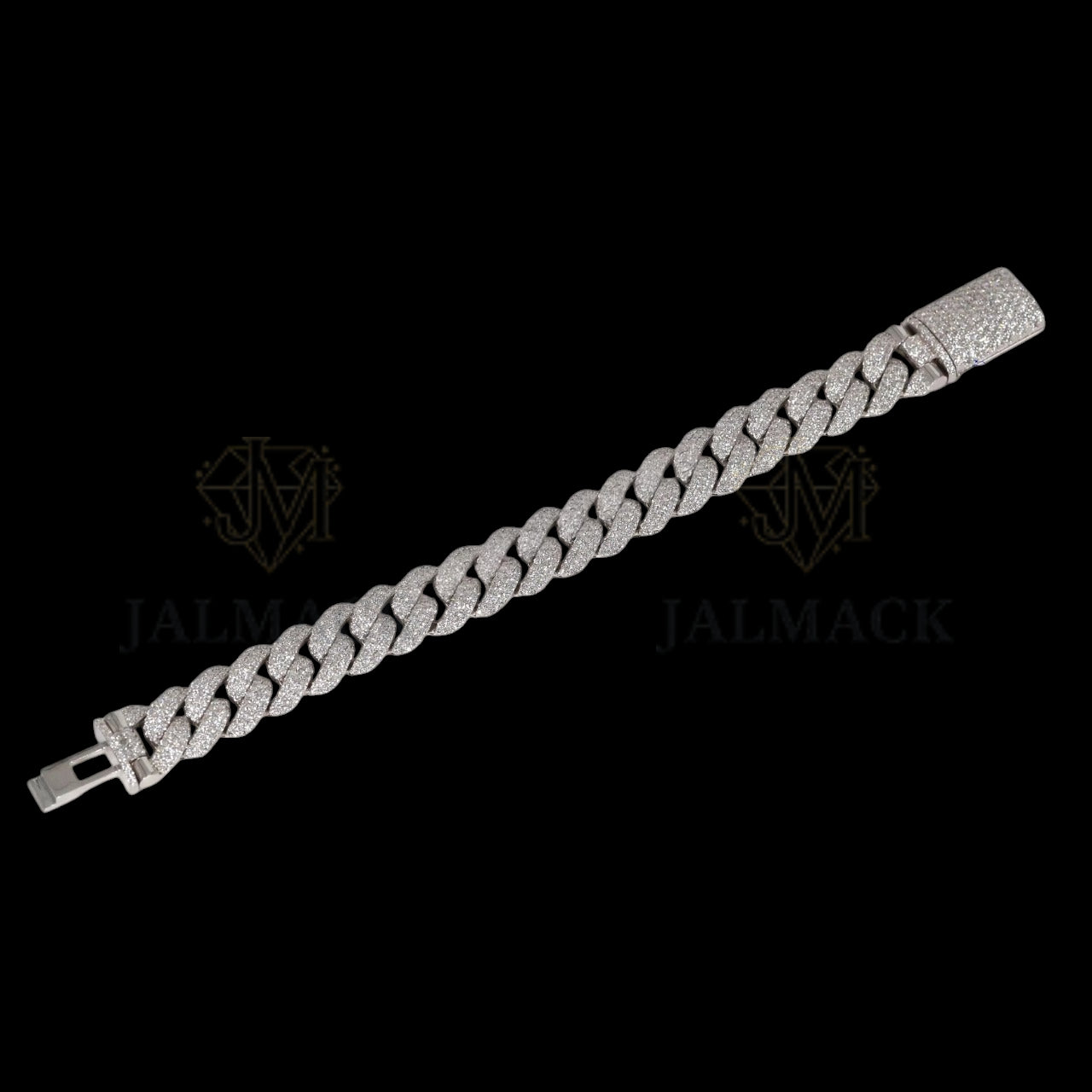 Silver Slim Moissanite Miami Cuban Bracelet VVS1 Fully Iced Out