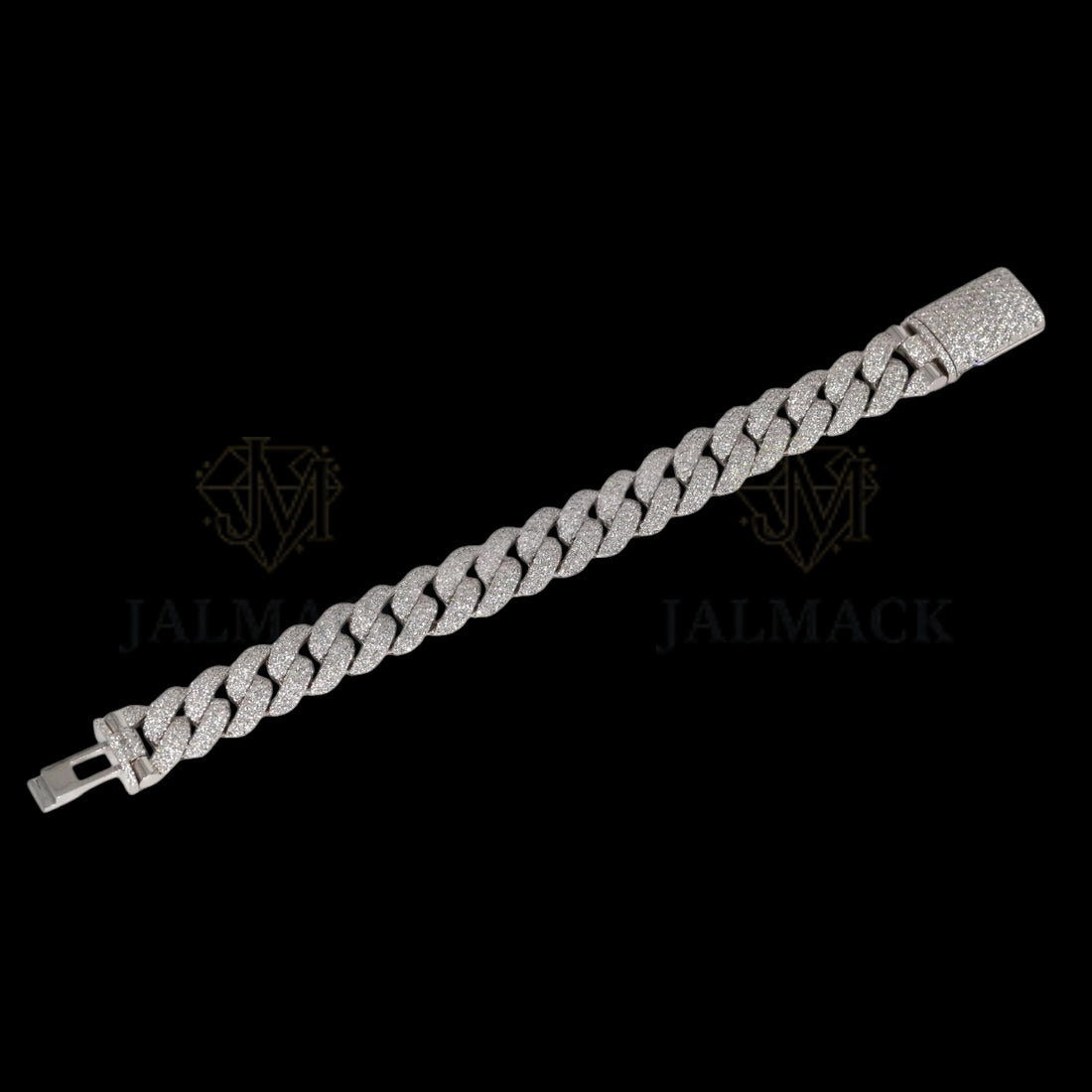 Silver Slim Moissanite Miami Cuban Bracelet VVS1 Fully Iced Out