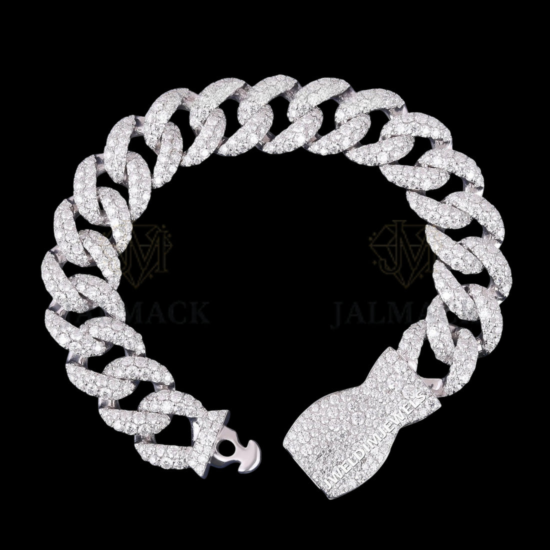 Luxury Silver Moissanite Miami Cuban Bracelet VVS1 Fully Iced Out
