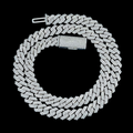 10MM Fully Iced Pave Cuban Link VVS1 D Color Moissanite Chain 925 Sterling Silver