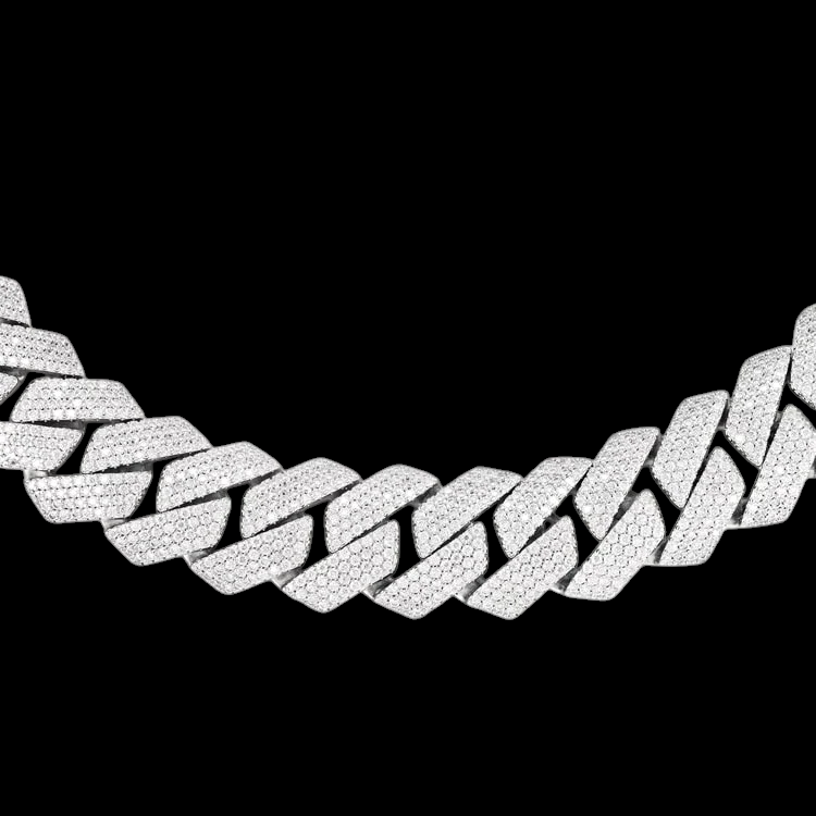 20MM Fully Iced Pave Cuban Link VVS1 D Color Moissanite Chain 925 Sterling Silver
