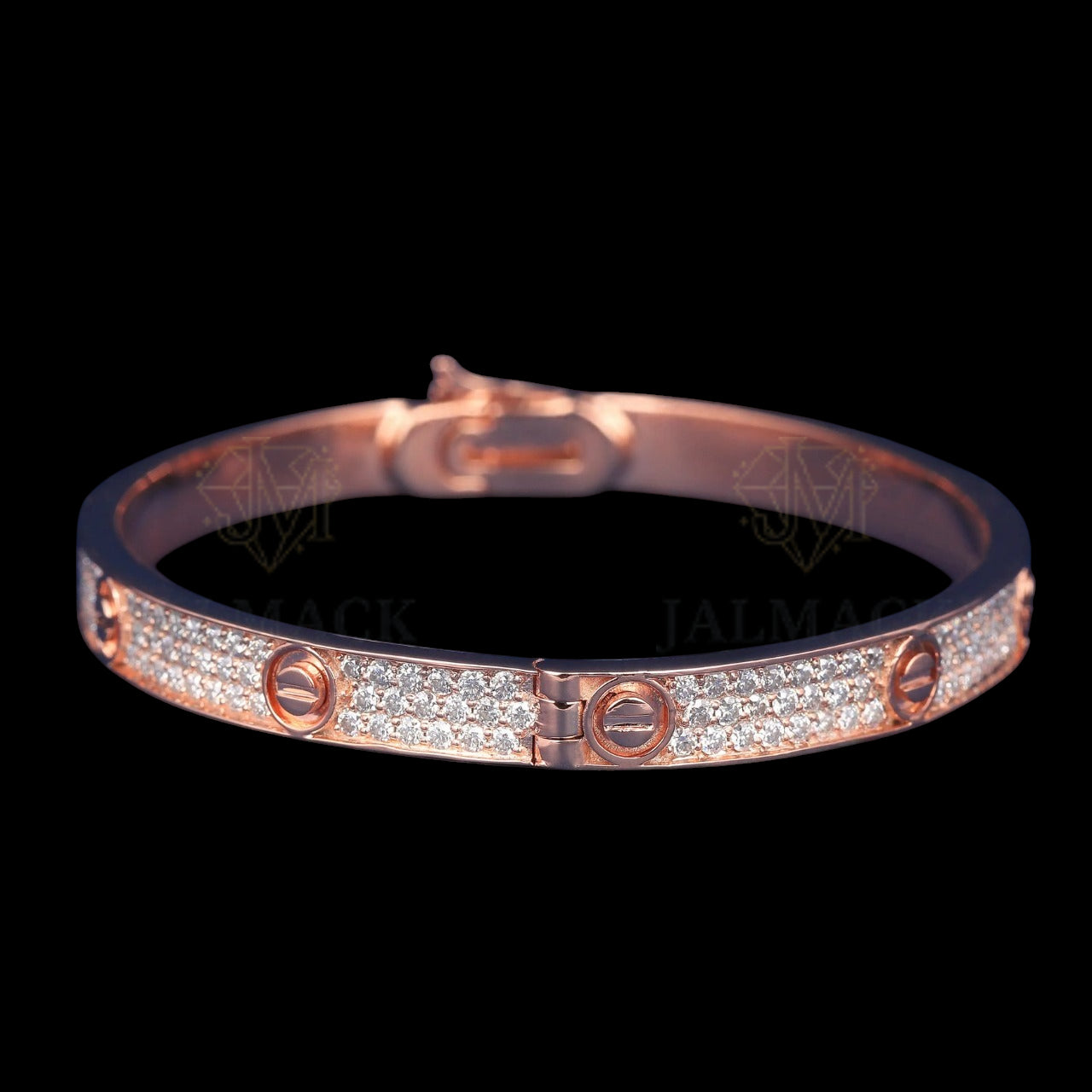 Rose Gold Pavé Moissanite Screw Motif Bangle VVS1 D Color