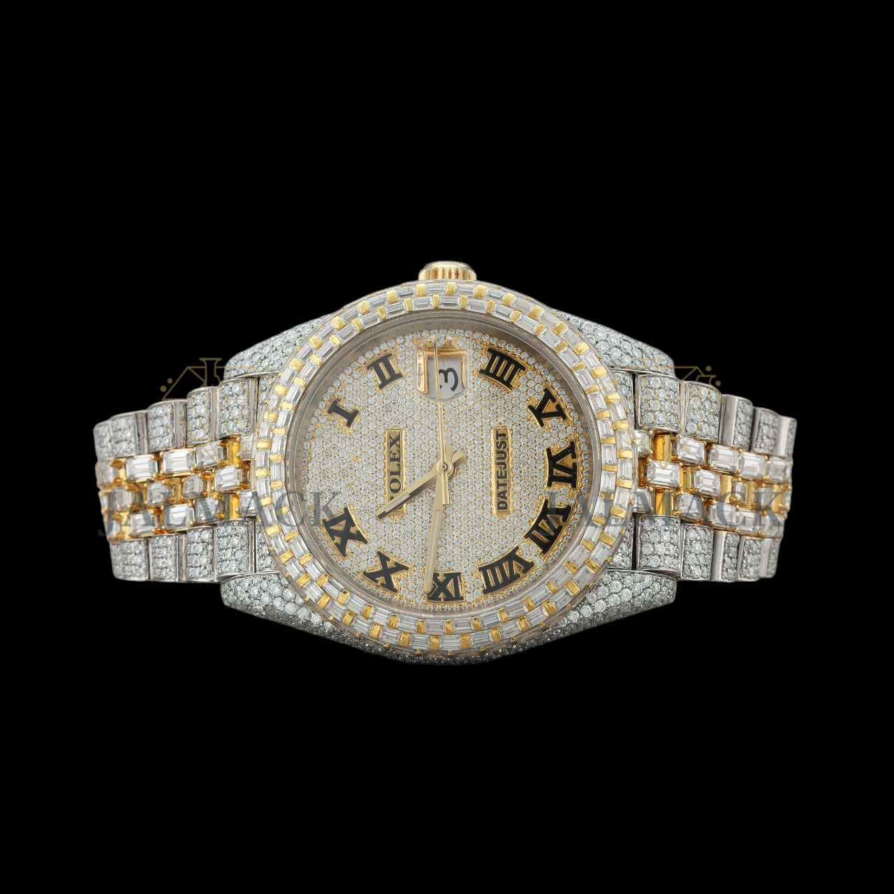 Silver Dial Roman Numeral Baguette Moissanite Watch
