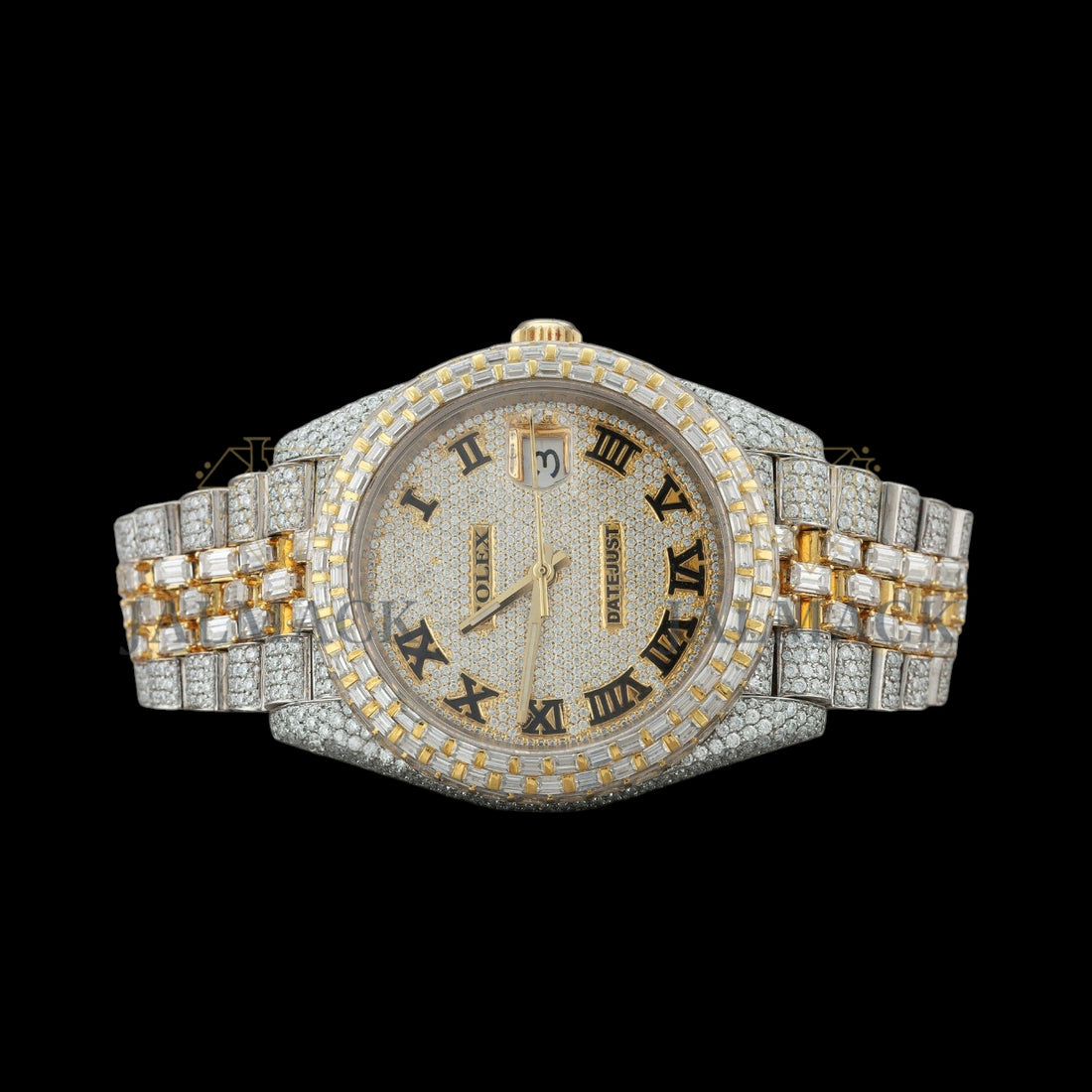 Silver Dial Roman Numeral Baguette Moissanite Watch