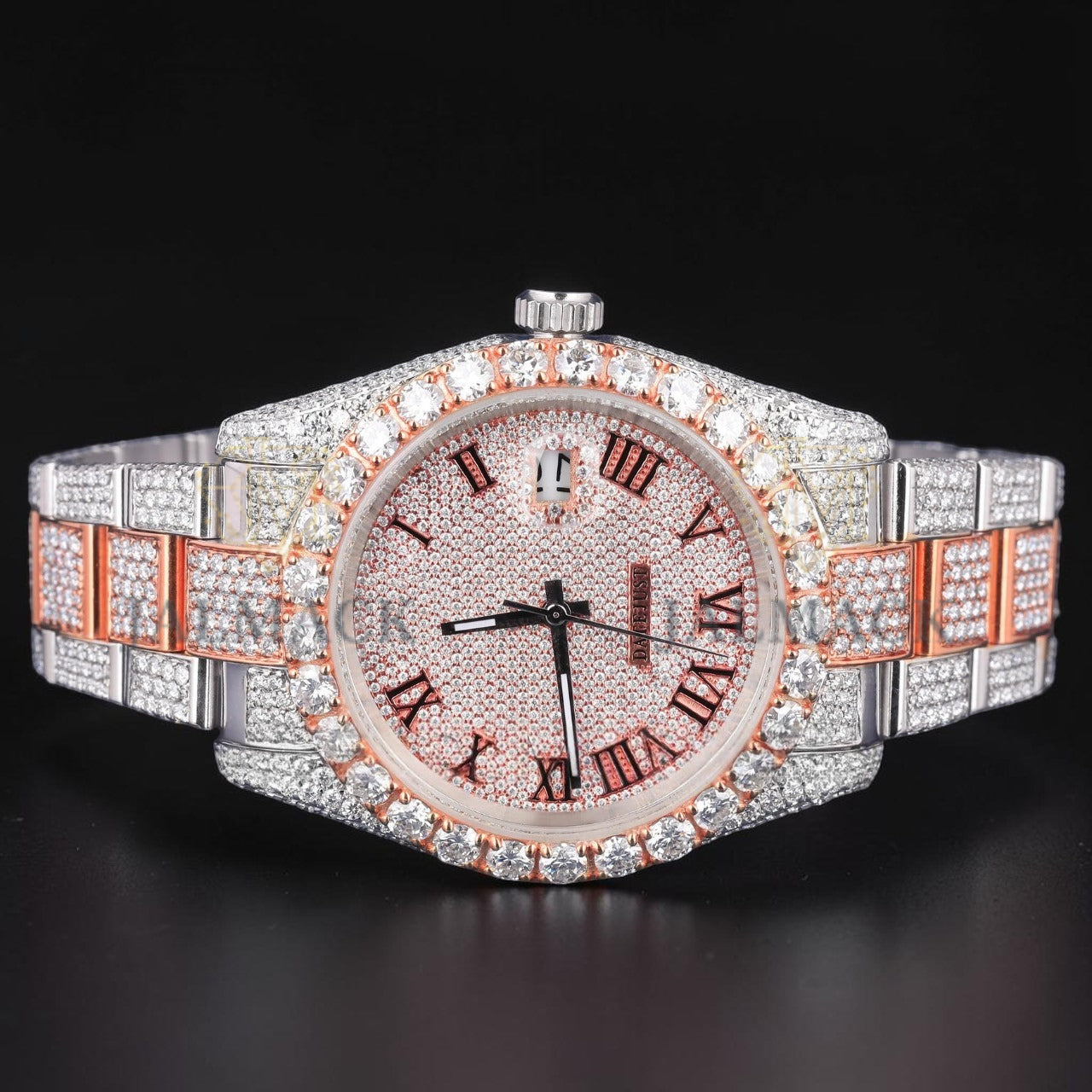 Luxury Rose Gold Two Tone Moissanite Watch