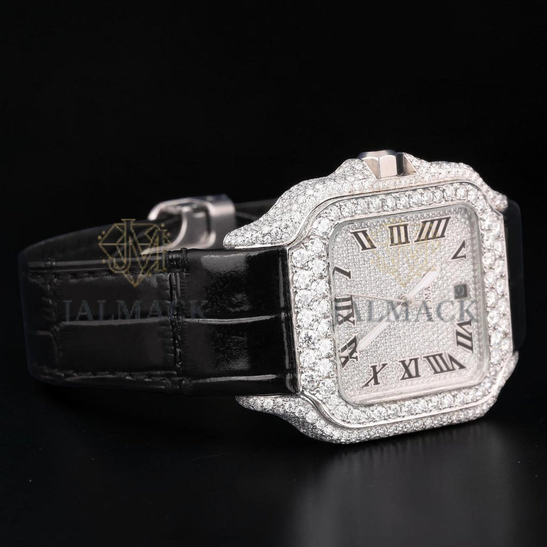 Square Roman Dial VVS1 D Color Moissanite Diamond Automatic Watch