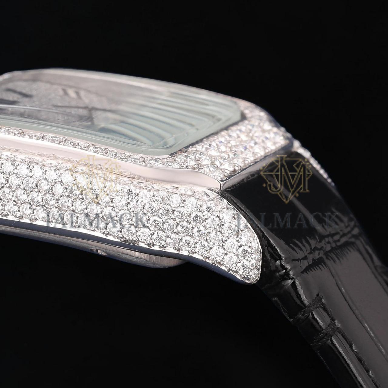 Square Roman Dial VVS1 D Color Moissanite Diamond Automatic Watch