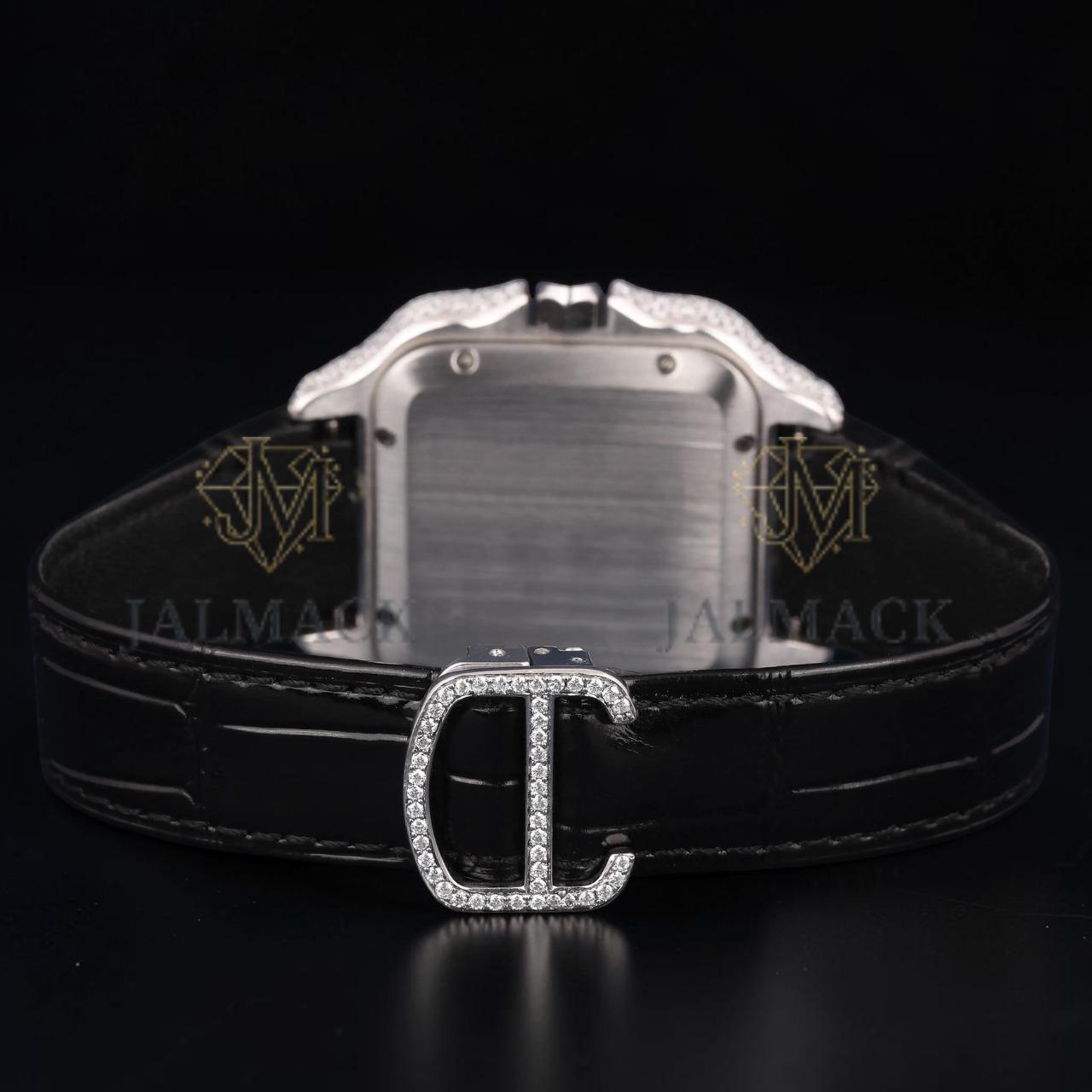 Square Roman Dial VVS1 D Color Moissanite Diamond Automatic Watch