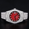 Luxury Red Dial Moissanite Automatic Watch