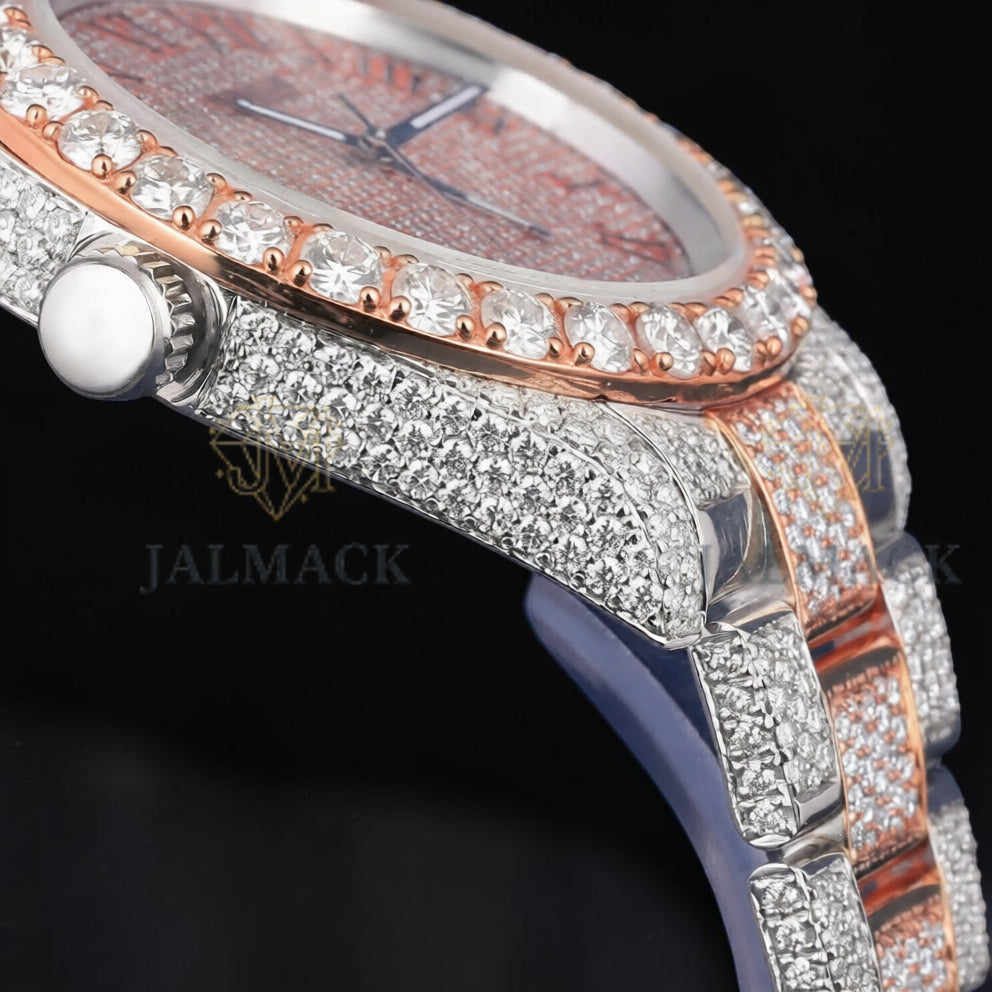 Luxury Rose Gold Two Tone Moissanite Watch
