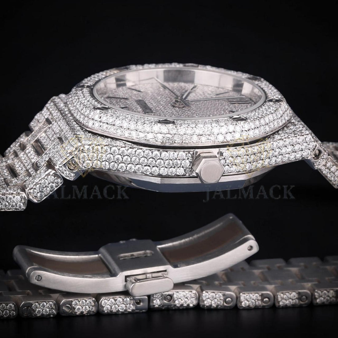 Luxury Silver Moissanite Automatic Watch VVS1 D Color Fully Iced Out
