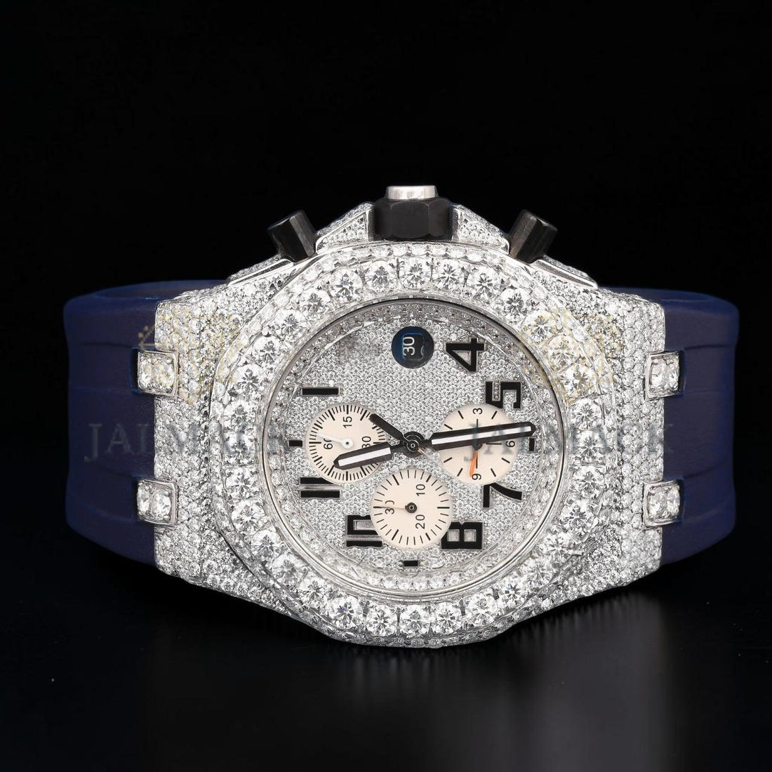 Blue VVS1 D Color Moissanite Chronograph Automatic Watch