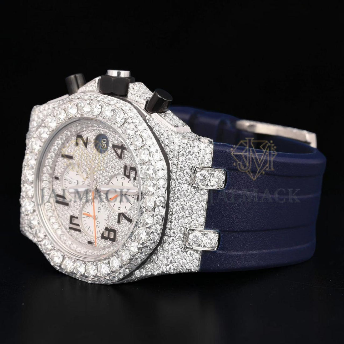 Blue VVS1 D Color Moissanite Chronograph Automatic Watch