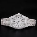 Luxury Silver Moissanite Automatic Watch VVS1 D Color Fully Iced Out