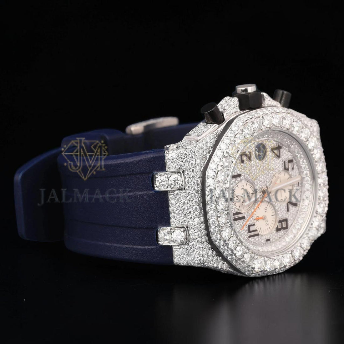 Blue VVS1 D Color Moissanite Chronograph Automatic Watch