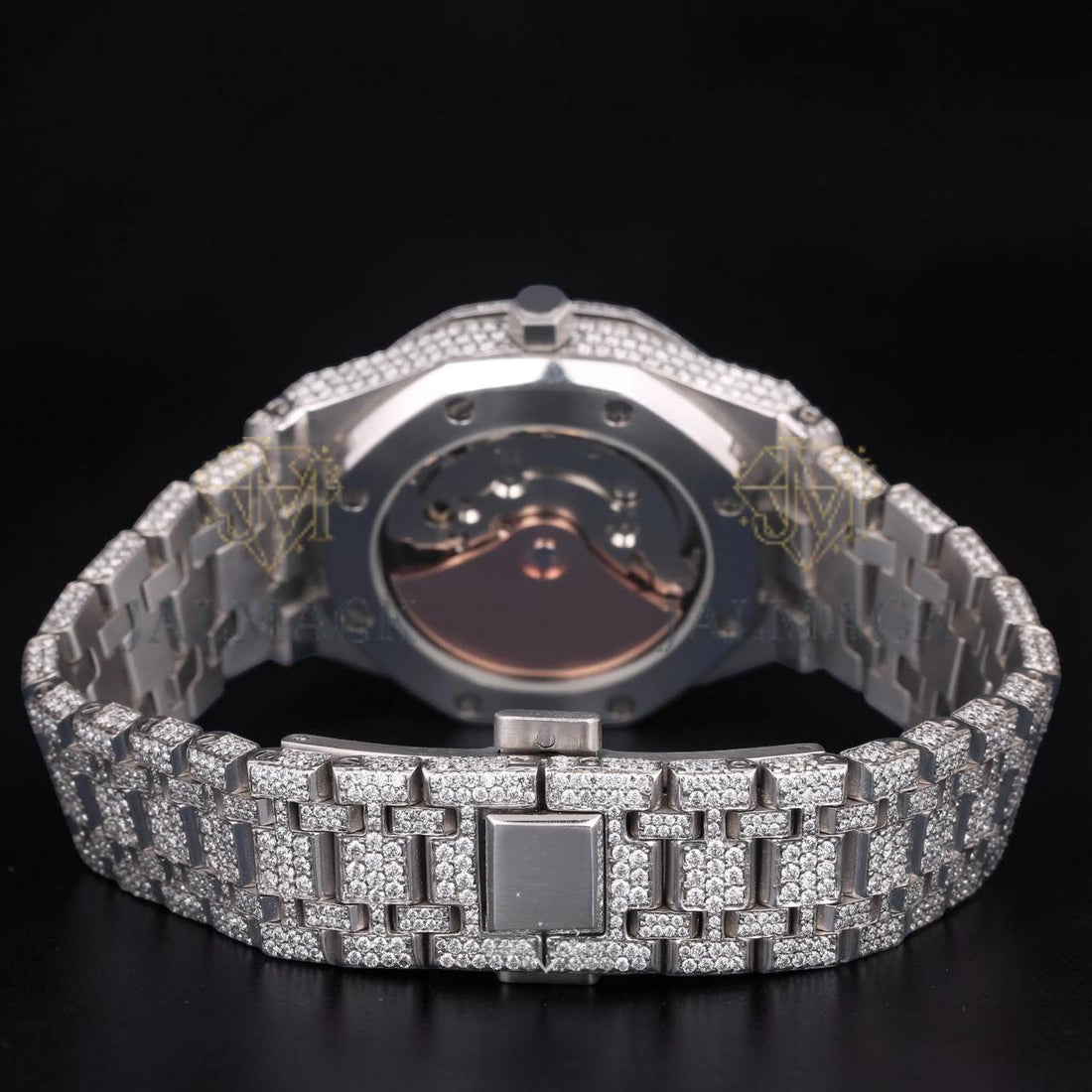 Luxury Silver Moissanite Automatic Watch VVS1 D Color Fully Iced Out